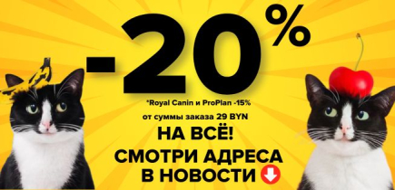 Экслюзивно! Суперскидка 20% от 29 рублей в 5 магазинах ZOOмаркет!